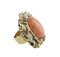 Diamonds Rubies Emeralds Blue and Yellow Sapphires Coral Rose Gold Silver Ring, Image 3