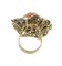 Diamonds Rubies Emeralds Blue and Yellow Sapphires Coral Rose Gold Silver Ring, Image 4