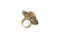 Diamonds Rubies Emeralds Blue and Yellow Sapphires Coral Rose Gold Silver Ring, Image 6