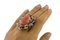 Diamonds Rubies Emeralds Blue and Yellow Sapphires Coral Rose Gold Silver Ring, Image 7