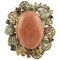 Diamonds Rubies Emeralds Blue and Yellow Sapphires Coral Rose Gold Silver Ring, Image 1