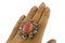 Diamonds Rubies Emeralds Blue and Yellow Sapphires Coral Rose Gold Silver Ring, Image 8