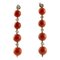 Boucles d'Oreilles Pendantes en Or Blanc 14K avec Sphères de Corail Rouge et Diamants Blancs, Set de 2 1