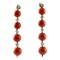 Dangle Earrings in 14K White Gold with Red Coral Spheres and White Diamonds, Set of 2, Image 1