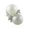 Handcrafted Contrariè Ring in White Gold with White Diamonds White Pearl and Grey Pearl 1