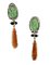 Antique Handcrafted Earrings in 14K Gold with Diamonds Emeralds Onyx Jade and Orange Engraved Coral 2