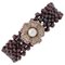 Bracelet Artisanal en Or Rose 9K et Argent avec Rubis Grenats et Pierres 1