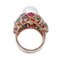 Ring in 14K Rose Gold with South-Sea Pearl Emeralds Sapphires Rubies and Diamonds 2