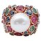 Anello in oro rosa 14K con perle dei mari del Sud, smeraldi, rubini e diamanti, Immagine 1
