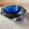 Blue & Yellow Sommerso Faceted Murano Glass Ashtray by Seguso, 1970s 2