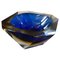 Blue & Yellow Sommerso Faceted Murano Glass Ashtray by Seguso, 1970s 1