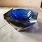 Blue & Yellow Sommerso Faceted Murano Glass Ashtray by Seguso, 1970s 13