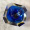 Blue & Yellow Sommerso Faceted Murano Glass Ashtray by Seguso, 1970s 4