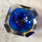 Blue & Yellow Sommerso Faceted Murano Glass Ashtray by Seguso, 1970s, Image 4