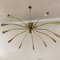 Large Midcentury Italian Brass Sunburst or Star Flush Mount, Image 1