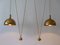 Double Solid Brass Counterweight Pendant Lamp by Florian Schulz, 1960s, Image 19