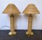 Italian Rattan and Brass Lamps, 1980s, Set of 2 1