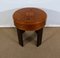 Small Round Art Deco Mahogany and Beech Side Table, 1940s 2