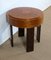 Small Round Art Deco Mahogany and Beech Side Table, 1940s 1