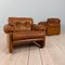 Tan Brown Aniline Leather Coronado Set Armchairs by Tobia Scarpa for C&b Italia, 1960s, Set of 2 7