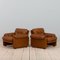 Tan Brown Aniline Leather Coronado Set Armchairs by Tobia Scarpa for C&b Italia, 1960s, Set of 2 3