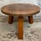 Brutalist Dutch Solid Oak Round Coffee Table, 1960s 5