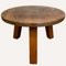 Brutalist Dutch Solid Oak Round Coffee Table, 1960s 1