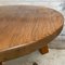 Brutalist Dutch Solid Oak Round Coffee Table, 1960s 3