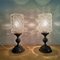 Ornate Silver Brass & Cut Glass Torch Bedside Lamps, 1950s, Set of 2 5