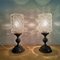 Ornate Silver Brass & Cut Glass Torch Bedside Lamps, 1950s, Set of 2, Image 5
