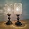 Verzierte Fackel Nachttischlampen aus Messing & geschliffenem Glas, 1950er, 2er Set 3