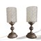 Ornate Silver Brass & Cut Glass Torch Bedside Lamps, 1950s, Set of 2 1