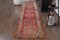 Vintage Turkish Oushak Handwoven Red Wool Runner Rug 1