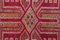 Alfombra de pasillo Oushak turca vintage de lana roja, Imagen 9