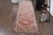 Vintage Turkish Oushak Handwoven Pink Wool Runner Rug 1