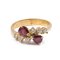 Vintage 18k Yellow Gold Ring with Diamonds and Pear Cut Rubies, 1970s 1