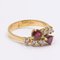 Vintage 18k Yellow Gold Ring with Diamonds and Pear Cut Rubies, 1970s 2