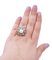 Anillo retrò Emeralds Diamonds Pearl en oro rosa y plata, Imagen 4