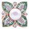Anillo retrò Emeralds Diamonds Pearl en oro rosa y plata, Imagen 1
