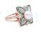 Anillo retrò Emeralds Diamonds Pearl en oro rosa y plata, Imagen 2