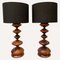 Brazilian Root Wood Turned Large Table Lamps, 1960s, Set of 2 8
