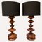 Brazilian Root Wood Turned Large Table Lamps, 1960s, Set of 2, Image 8