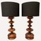 Brazilian Root Wood Turned Large Table Lamps, 1960s, Set of 2, Image 1