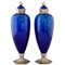 Art Deco Vases in Blue Ceramic and Bronze by Paul Milet for Sèvres, 1925, Set of 2 1