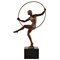 Art Deco Bronze Nude Hoop Dancer by Marcel Bouraine, France, 1930s, Image 1