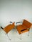 Dutch Chairs in Orange Leather with Chrome Frames, Set of 2 2