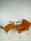 Niederländische Stühle aus Orange Leder mit Chrom Gestellen, 2er Set 2