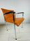Niederländische Stühle aus Orange Leder mit Chrom Gestellen, 2er Set 6