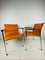 Niederländische Stühle aus Orange Leder mit Chrom Gestellen, 2er Set 1