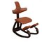 Chair in Wood with Red-Bordeaux Leather Padding 1